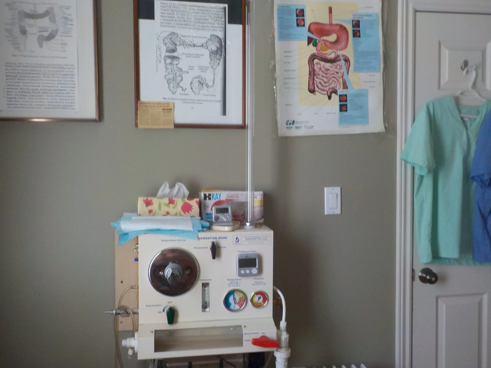 Treatment room at Margo's Clinic in Toronto with colon hydrotherapy equipment