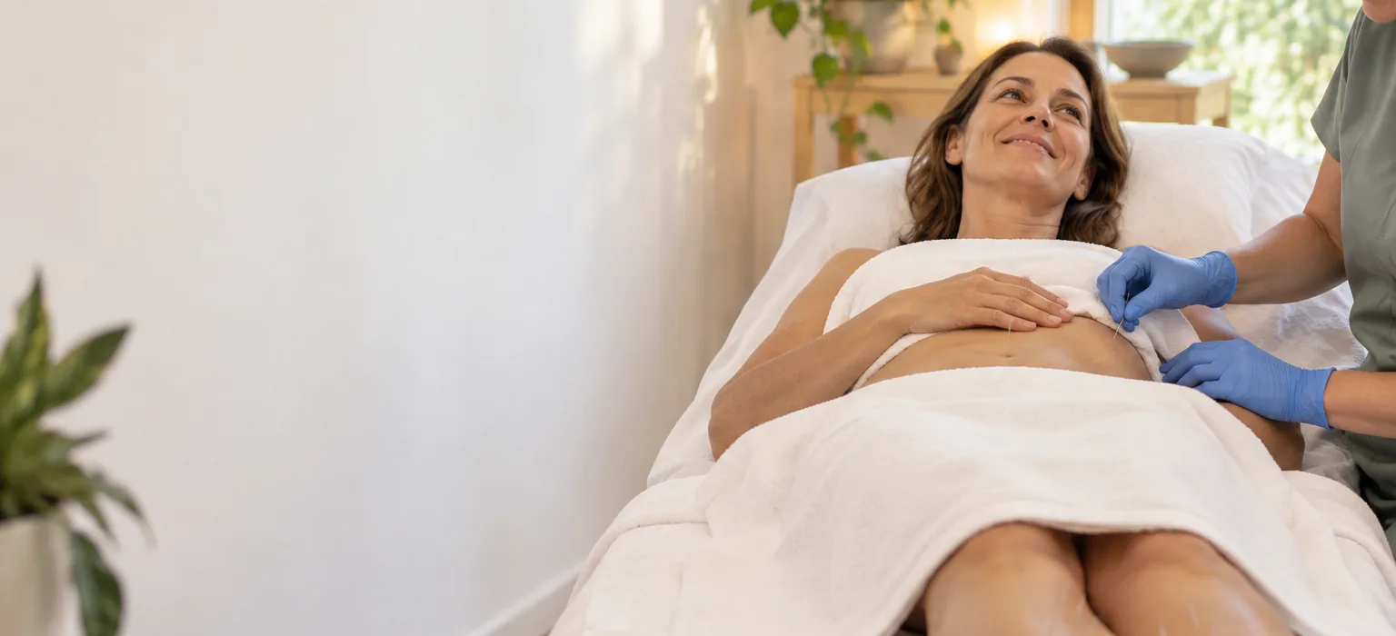 Woman relaxing during a weight loss acupuncture treatment in Toronto
